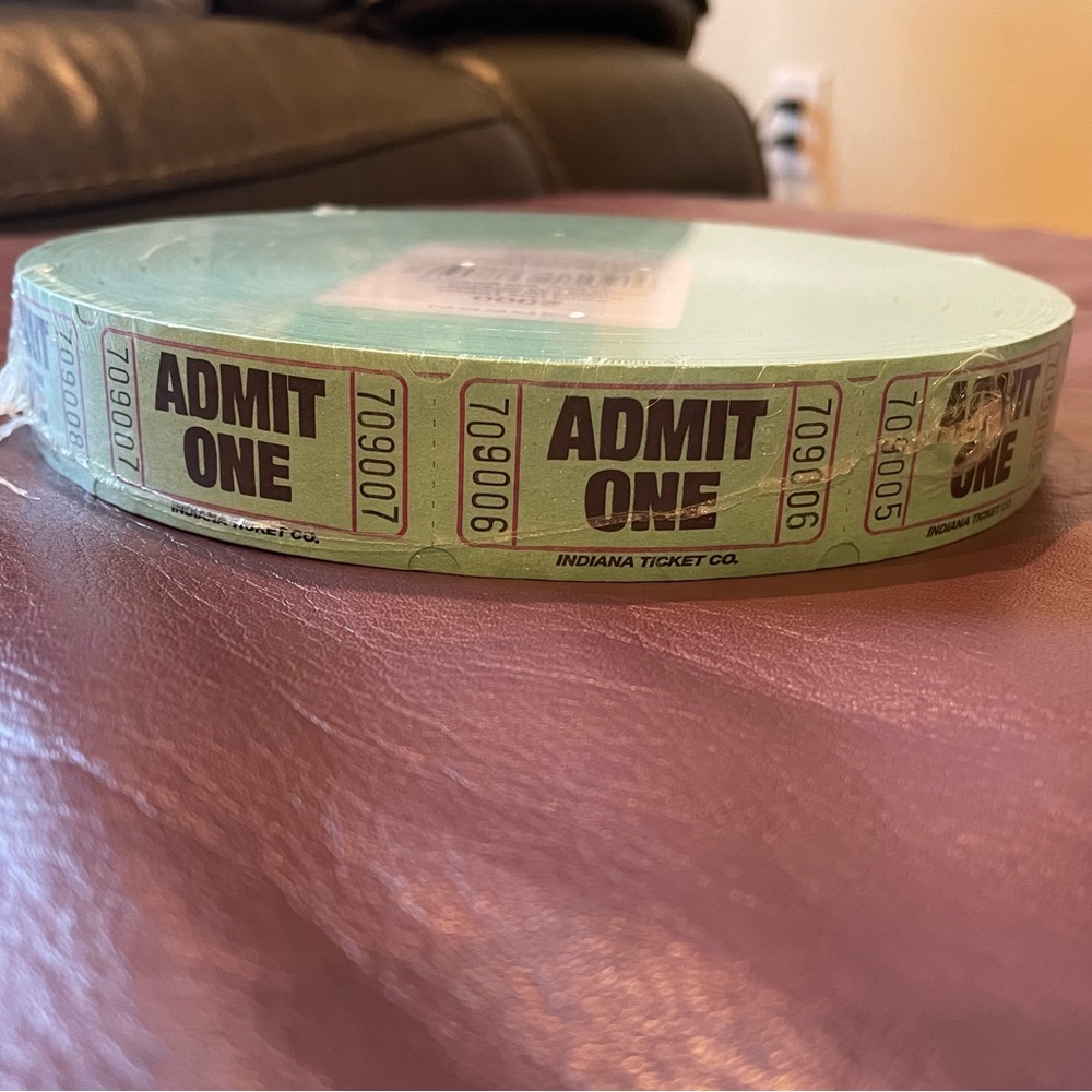 NWT 2000 admit one green tickets roll